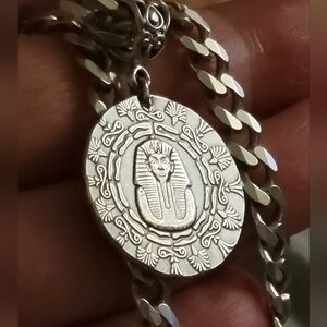 ◇ Rare - 1/4 OZ .999 SILVER ROUND RELIC EGYPTIAN PENDANT - Vintage